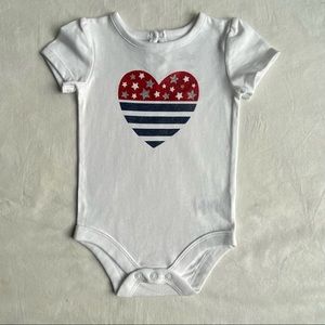 American Flag Heart One Piece onesie shirt Size 3 6 Months New NWOT Baby girls